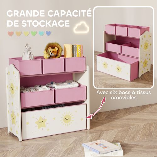 étagère De Rangement Enfant Design étoile Et Soleil - 6 Tiroirs