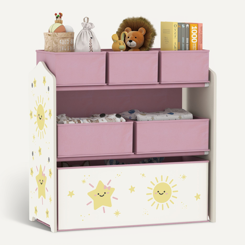 étagère De Rangement Enfant Design étoile Et Soleil - 6 Tiroirs