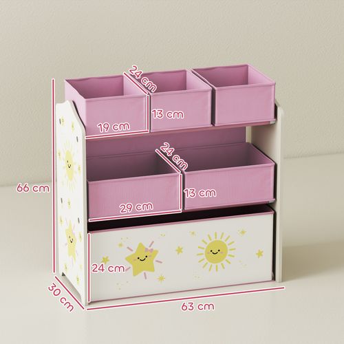 étagère De Rangement Enfant Design étoile Et Soleil - 6 Tiroirs