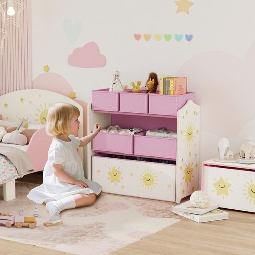 étagère De Rangement Enfant Design étoile Et Soleil - 6 Tiroirs