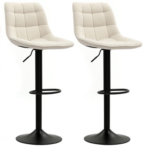 Lot De 2 Tabourets De Bar Design Tissu Finition Chenille Beige