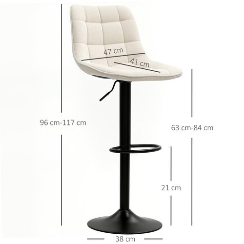 Lot De 2 Tabourets De Bar Design Tissu Finition Chenille Beige