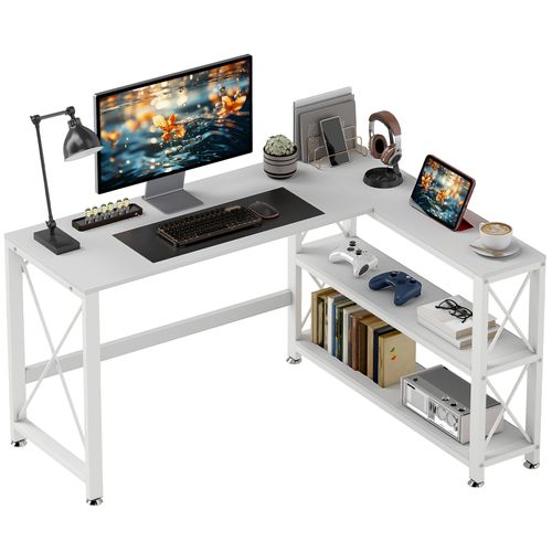 Bureau D'angle Modulable Multi-rangement Métal Panneaux Blanc