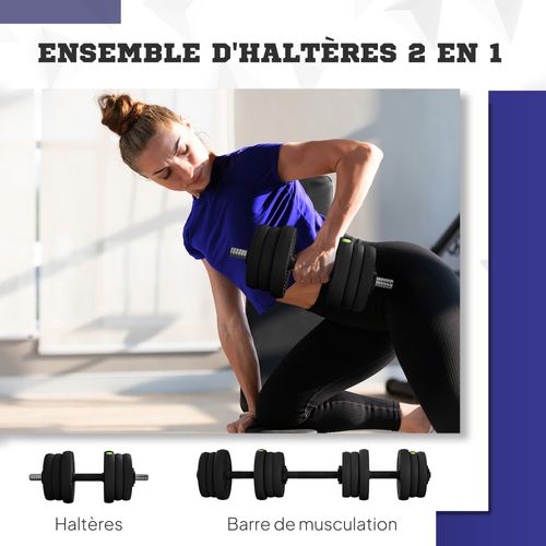 SURENHAP Ensemble d'haltères 2 x 10kg Haltères poids réglable Set équipement de fitness