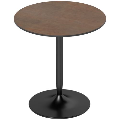 Table De Salle à Manger Ronde 2 Personnes Dia.70 Cm Acier Noir Effet Bois Noyer