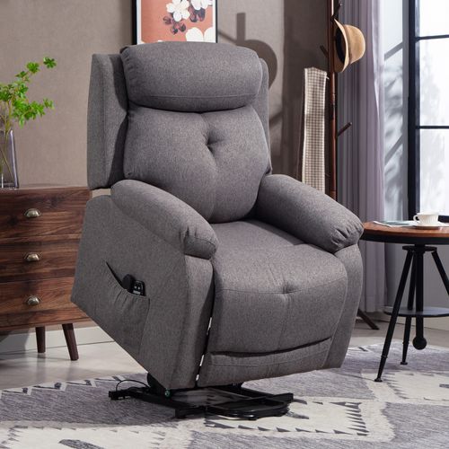 Fauteuil Releveur Électrique Massant Chauffant Inclinable Tissu Gris