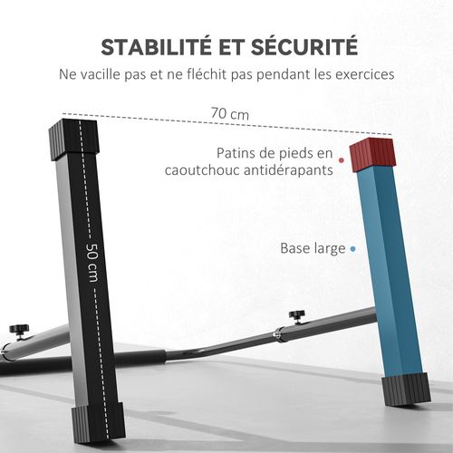 Station à Dips - Barres Parallèles à Dips - H.80-100 Cm - Acier Noir