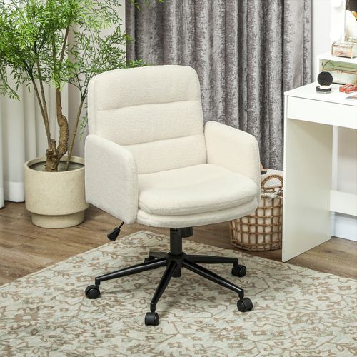 Chaise De Bureau Bouclette Crème Grand Confort Piètement Acier Noir
