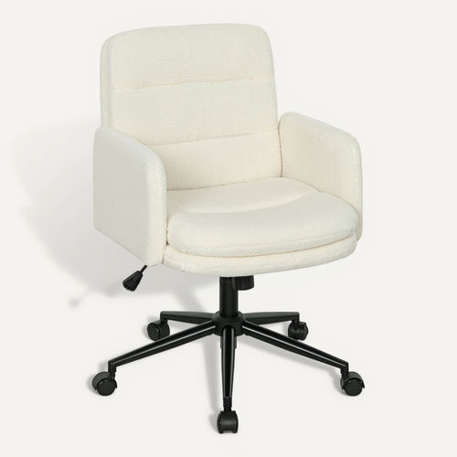 Chaise De Bureau Bouclette Crème Grand Confort Piètement Acier Noir