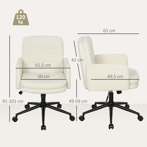 Chaise De Bureau Bouclette Crème Grand Confort Piètement Acier Noir