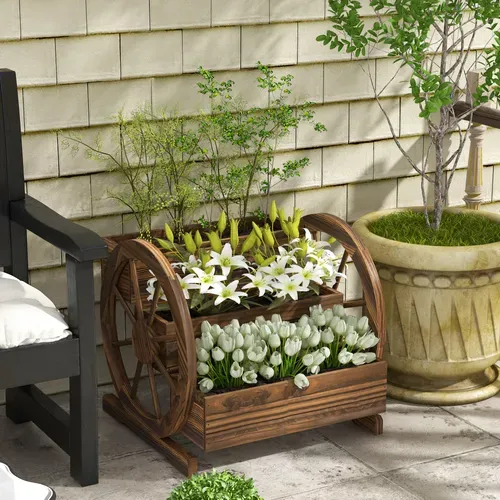 Jardinière Sur Pied Carré Potager 3 étages Style Rustique Chic