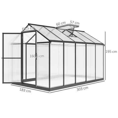 Serre De Jardin Alu Polycarbonate Fondation Lucarne Porte