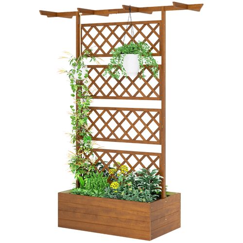 Jardinière Treillis Haut Central Avec Poutres Bois