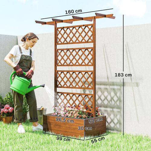 Jardinière Treillis Haut Central Avec Poutres Bois