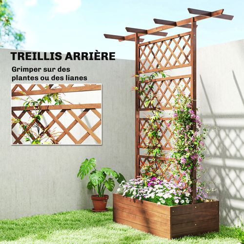 Jardinière Treillis Haut Central Avec Poutres Bois