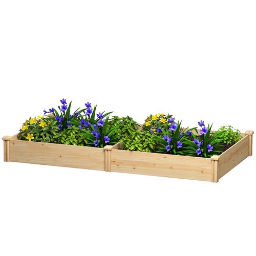 Carré Potager De Jardin En Bois 2 Compartiments Dim. Totales 235 X 121 X 26 Cm