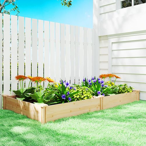 Carré Potager De Jardin En Bois 2 Compartiments Dim. Totales 235 X 121 X 26 Cm