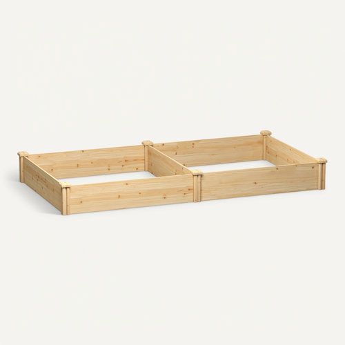 Carré Potager De Jardin En Bois 2 Compartiments Dim. Totales 235 X 121 X 26 Cm