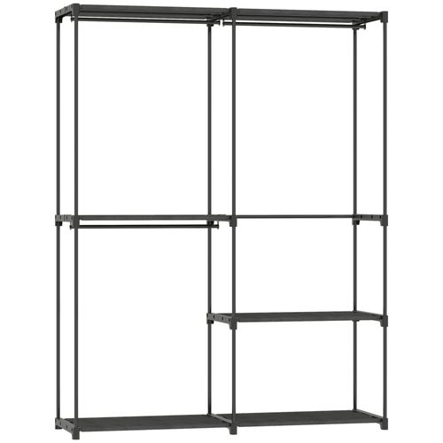 Armoire Penderie 3 Barres De Suspension 4 étagères Métal Pvc Non Tissé Noir