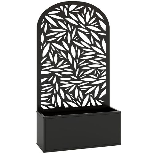 Jardinière Treillis Haut Design Feuillage Métal époxy Noir