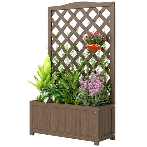Jardinière Sur Pieds Avec Treillis Bois Verni