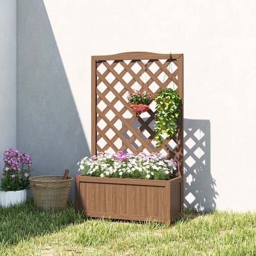 Jardinière Sur Pieds Avec Treillis Bois Verni
