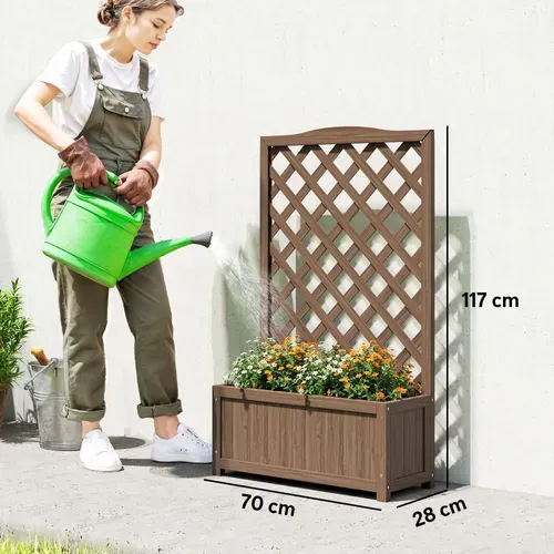 Jardinière Sur Pieds Avec Treillis Bois Verni