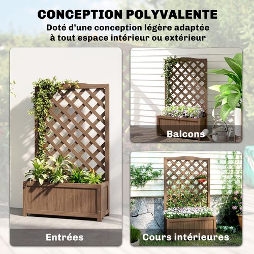 Jardinière Sur Pieds Avec Treillis Bois Verni