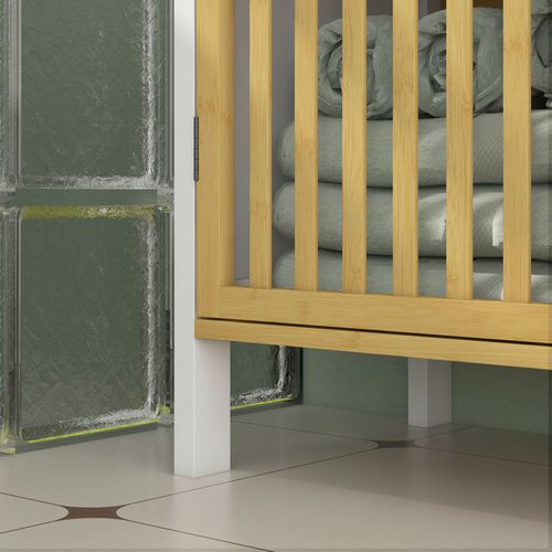 Meuble Sous-vasque 2 Portes étagère Bambou Verni Mdf
