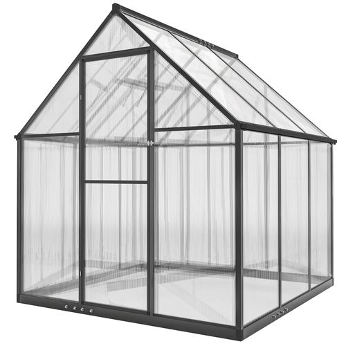 Serre De Jardin Alu Polycarbonate Porte Coulissante Lucarne Noir