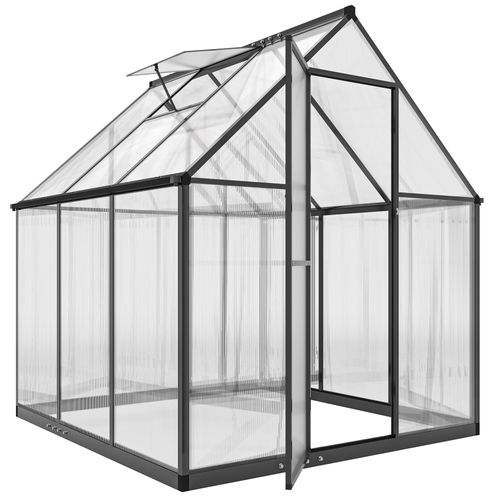 Serre De Jardin Alu Polycarbonate Porte Coulissante Lucarne Noir