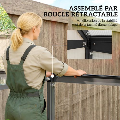 Serre De Jardin Alu Polycarbonate Porte Coulissante Lucarne Noir