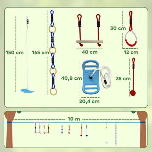 PELLOR Lot de 6 Parcours Obstacles Ninja Kit Trapèze Balncoire Enfant Obstacles à Suspendre Extérieur pour Portique Toboggan Outdoor
