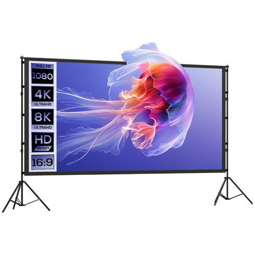 écran De Projection 120" 16:9 HD 4k/8k Blanc Noir
