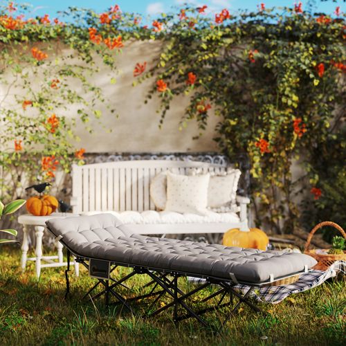 Lit De Camping Pliable Matelas Pochette Latérale Sac Inclus