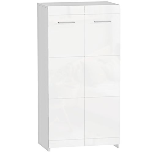 Meuble à Chaussures Design Blanc Laqué 2 Portes 4 étagères