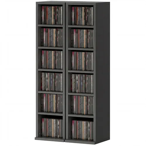 étagère Colonne Rangement Cd-dvd 6+6 Compartiments