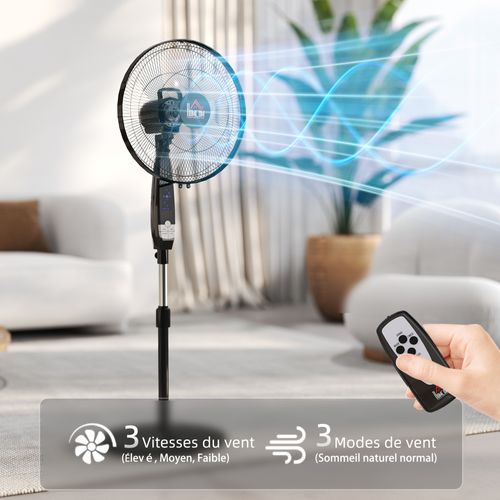 Ventilateur Sur Pied D. 45 Cm 50 W Avec Télécommande
