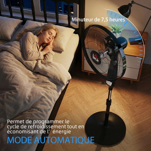 Ventilateur Sur Pied D. 45 Cm 50 W Avec Télécommande