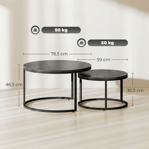 Tables Gigognes Rondes Lot De 2 Métal Bois Noir