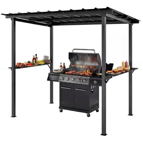 Abri Pour Barbecue - Tonnelle De Jardin  Toit Rigide - Métal Galvanisé - 271x182x229cm - Noir
