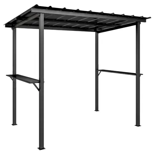 Abri Pour Barbecue - Tonnelle De Jardin  Toit Rigide - Métal Galvanisé - 271x182x229cm - Noir