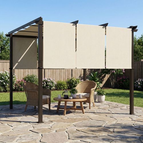 Pergola 3 Toiles Coulissantes - Dim. 2,97l X 2,97l X 2,38h M Beige