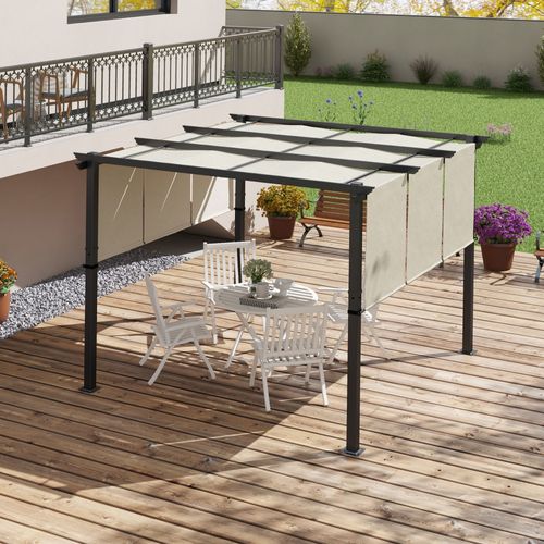 Pergola 3 Toiles Coulissantes - Dim. 2,97l X 2,97l X 2,38h M Beige