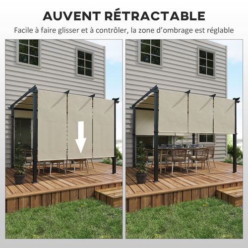 Pergola 3 Toiles Coulissantes - Dim. 2,97l X 2,97l X 2,38h M Beige