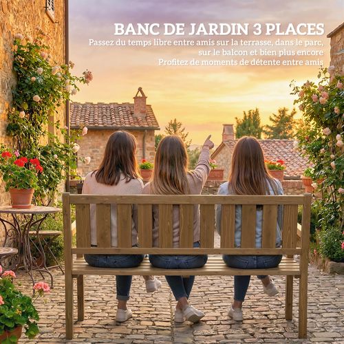 Banc De Jardin 3 Places Bois Personnalisable Max. 360 Kg