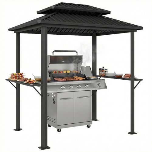 Abri Pergola Pour Barbecue Métal Alu Noir