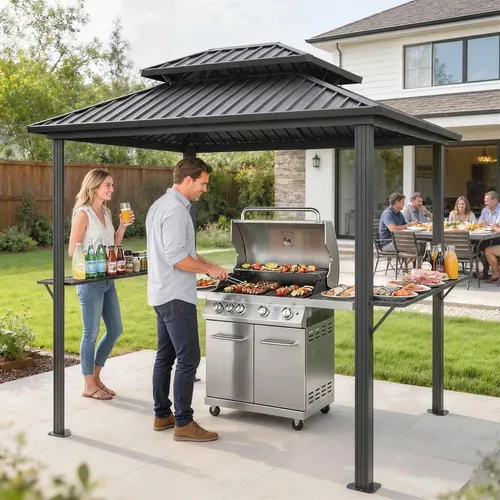 Abri Pergola Pour Barbecue Métal Alu Noir