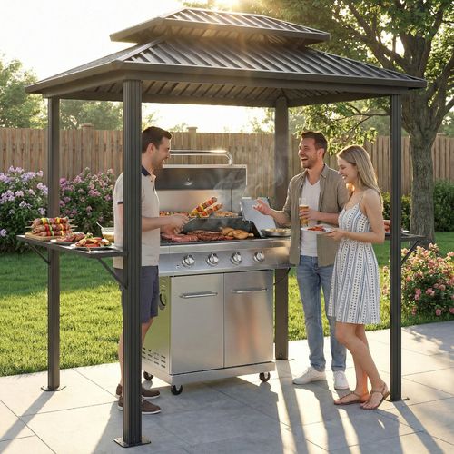 Abri Pergola Pour Barbecue Métal Alu Noir