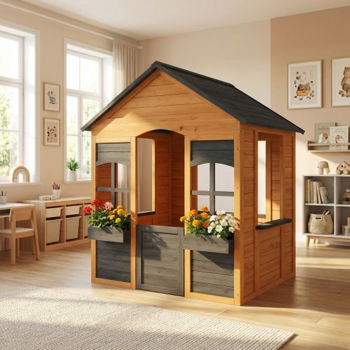 Maisonnette Enfant Bois Pré-huilé Noir